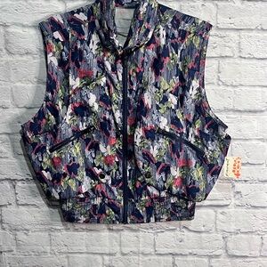 Free People Movement Vest Nwt Small Supernova Floral Multicolor Zip Up Hooded